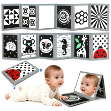 KUANGO Black and White Sensory Toy High Contrast Tummy Time Mirror Newborn