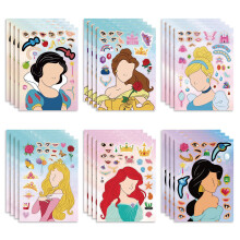 24 Pcs Princess Face Stickers for Children Party Bags Make Your Own Sticker