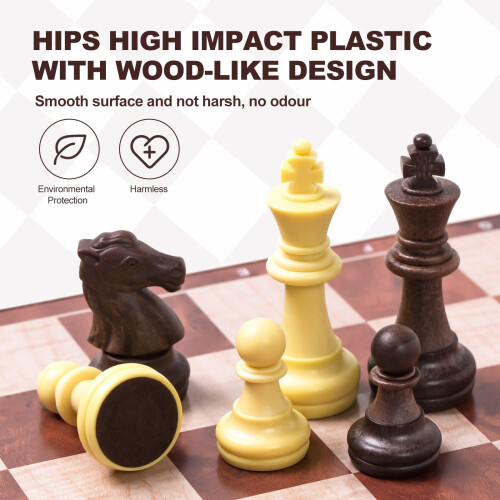 Snocyo Chess Set and Draughts 2 IN 1 Folding Chess Board Set Magnetic Chess 1