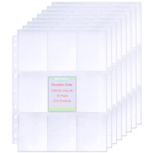 15 Pack 270 Pockets Trading Card Sleeves 11 Hole DoubleSided 9 Pocket Page