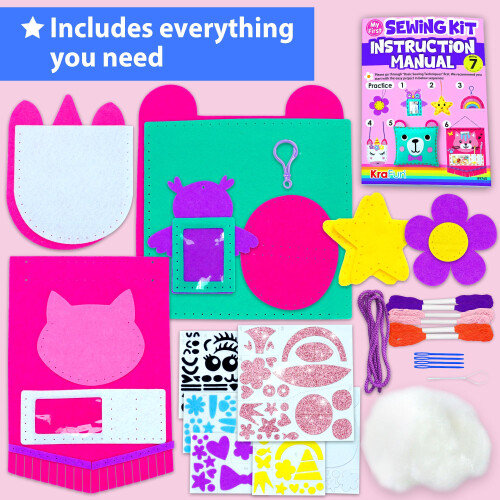 KRAFUN Beginner Sewing Kit for Kids Ages 5 7 DIY Projects 1