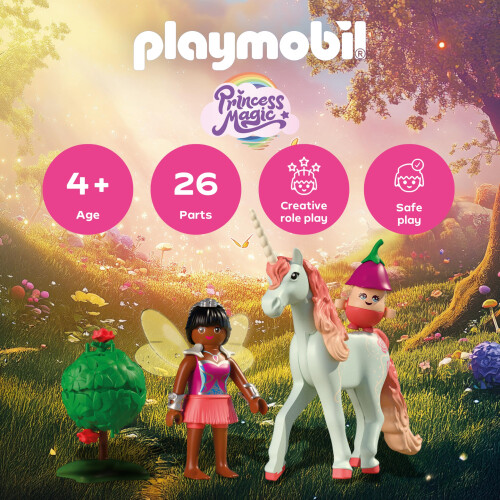 PLAYMOBIL Playmobil  Magic Unicorns  Unicornio arcoíris con hada  Con accesorios inte 1