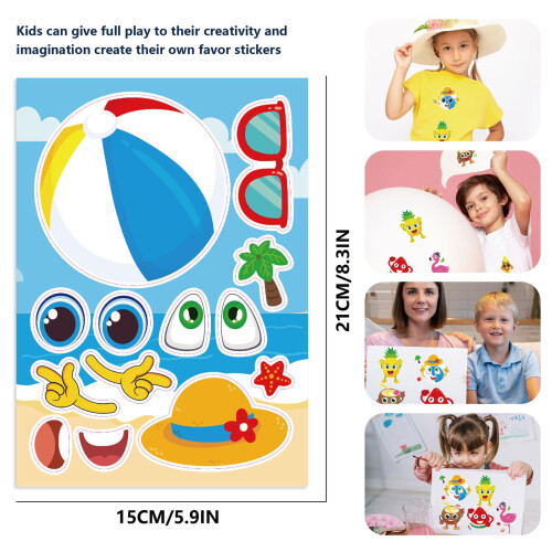 12 pcs Colorful Summer DIY Make a Face StickersMake Your Own Personalized C 1