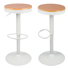 Set of 2 Bar Stools Rustic Industrial Kitchen Chairs for Dining/Cafe/Outdoor Use White