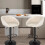 Set of 2 Bar Stools linen bar chairs Adjustable Height Beige 5