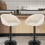 Set of 2 Bar Stools linen bar chairs Adjustable Height Beige 7