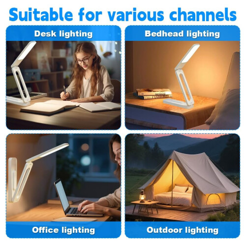 Ranpo White Foldable Rechargeable LED Desk Lamp Portable 1