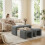 (Grey) 3pcs Nesting Ottoman Bench W/ 2 Footstools 8