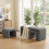 (Grey) 3pcs Nesting Ottoman Bench W/ 2 Footstools 9