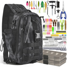 Misvayli Fishing Tackle Backpack 208Pcs Lure Kit, Waterproof Fishing Gear Bag with Tackle Boxes, Rod Holder, Pliers & Hooks for Bass