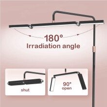 Lampe de sol LED pliable en forme de lune 40W, Blanc, 3200K-5600K, Luminosité réglable, pour bureau et Vlog
