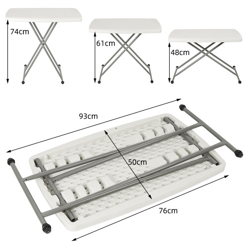 Small Folding Dining Table Picnic Tables Height Adjustable White 1