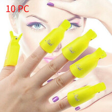 (Yellow10PCS)New 10pcs Plastique Nail Art Soak Off Cap Clip Uv Gel Polish Remover Outil Wrap