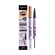 (2.5ml) Zephoco 2-in-1 waterproof eyebrow pencil (grey black) depicts natural eyebrow shape and silky outlines daily eyebrow makeup