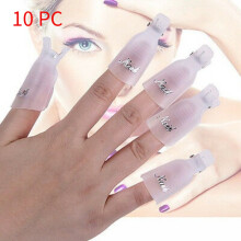 (white10PCS)Neu 10 Stck. Kunststoff Nail Art Soak Off Kappe Clip UV Gel Politur Entferner Outil Verpackung