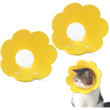 2-pack halsband med Sun Flower Elizabethan-motiv, antislickande sårtryck för hundar och katter, typ B