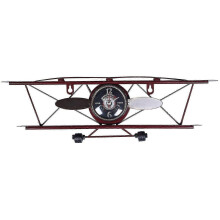 Creative Retro Aircraft Clock Hanging Wall Decor Iron Ornament Living Room Dining