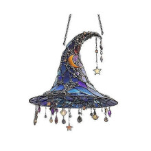 Chapeau de sorcière en vitrail enchanteur, décoration suspendue, cadeau d'Halloween effrayant