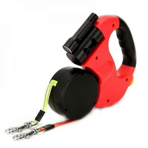 Heavy Duty Twin Retractable Dog Leash for Small Medium Dogs Red