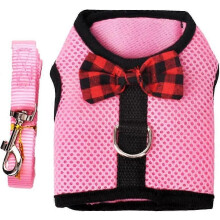 Kleintier-Leinengeschirr mit atmungsaktivem Netzgewebe, rosa, Größe S (20-23 cm) für Kaninchen, Meerschweinchen, Eichhörnchen