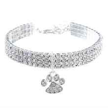 Glitzerndes, elastisches Hundehalsband, 25 cm verstellbar, mit Kristallen und Verlängerungskette
