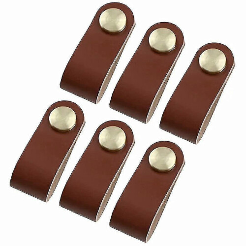 6 Nordic Kid-Safe Kitchen Drawer Pulls with Leather & Anti-Strike Door Handles