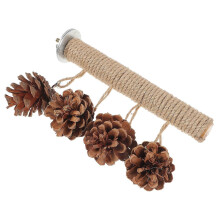 5Pcs Natural Wooden Parrot Perch Stand Shredding Chew Toy With Pine Cones