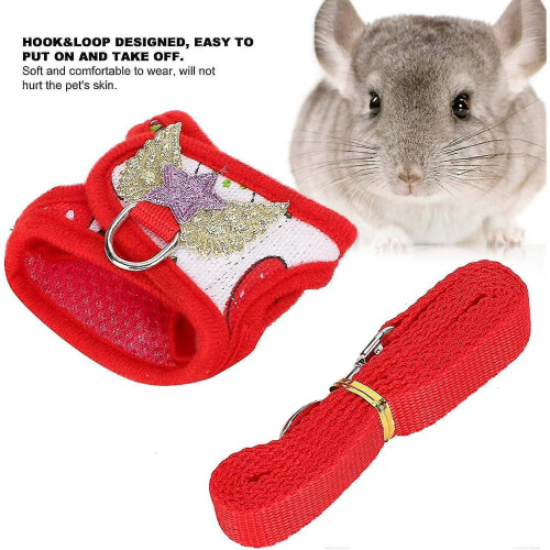 Rabbit Harness Set Small Strawberry Pattern with Outdoor Chest Strap Vest & Leash (M) 1