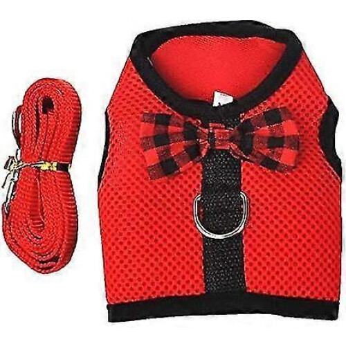 Elastic Leash Rabbit Harness for Small Pets Red Size M Bust 30-34cm