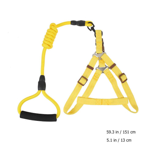 Yellow Nylon EVA Dog Harness Leash Set Comfortable Walking 1 Pack 1