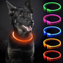 Wiederaufladbares LED-Hundehalsband per USB – für Nachtspaziergänge für kleine, mittlere und große Hunde – tangeriner