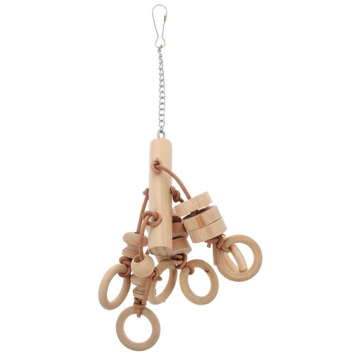 Giocattolo da masticare per pappagalli in materiale sintetico, beige, sicuro e resistente per uccelli.