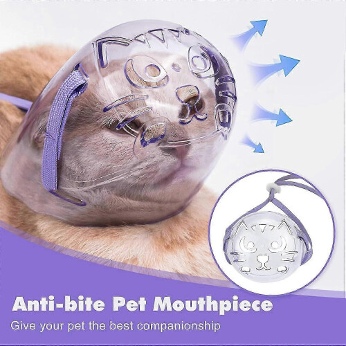 3PCS Transparent Breathable Cat Muzzle Set Prevent Biting Chewing Adjustable Size MXBC 1