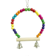 Colorful Beads Wooden Swing for Pet Bird Parrot Budgie Cockatiel Cage Hanging Toy