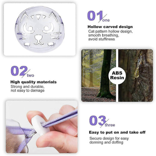 3PCS Transparent Breathable Cat Muzzle Set Prevent Biting Chewing Adjustable Size MXBC 2