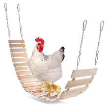 Natural Wood Chicken Swing Perch Ladder Toy Coop Accessory for Hens Parrots Birds 112cm
