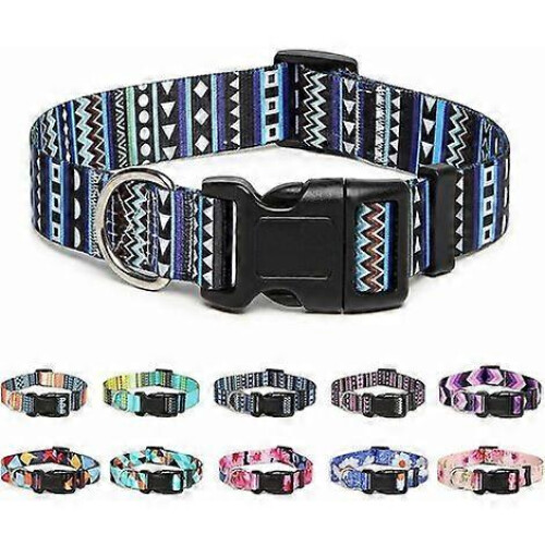 Bohemian Blue Size S Adjustable Nylon Dog Collar