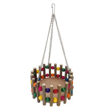 Safe Wood Parrot Activity Hammock Toy&Colorful Bead Chewing Station&Shelter Bed for Conure