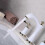 White Gold Touch-On 2-Handle 3-Hole Brass Bathroom Faucet Set 4