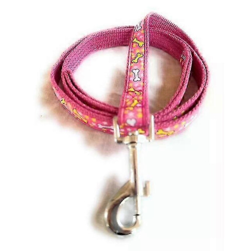 Cute Dog Collar and Leash Set with Pink Bones Pattern for Walking 2