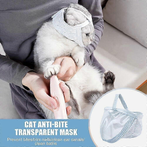 Cat Muzzle Breathable Transparent Anti Bite Face Cover for Nail Trimming Bathing Medium JS 1