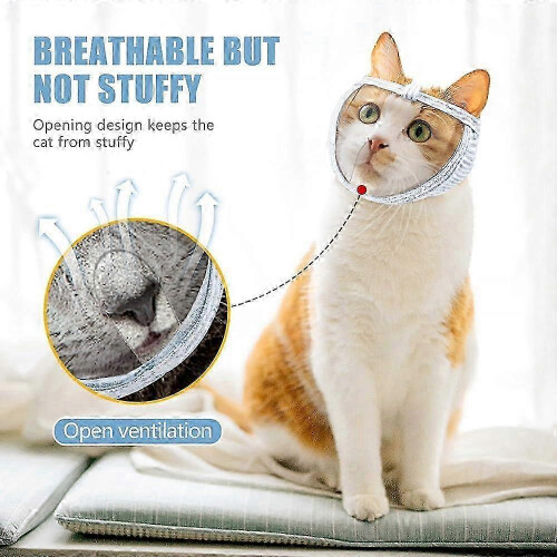 Cat Muzzle Breathable Transparent Anti Bite Face Cover for Nail Trimming Bathing Medium JS 2