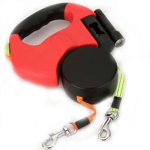 Heavy Duty Twin Retractable Dog Leash for Small Medium Dogs Red 1