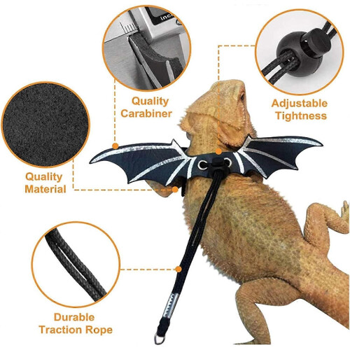 Adjustable Bearded Dragon Harness Leash 3 Sizes Cooling Wings Small Pets Pink 2024 Ping 2