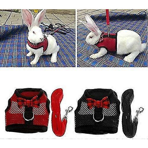 Elastic Leash Rabbit Harness for Small Pets Red Size M Bust 30-34cm 1