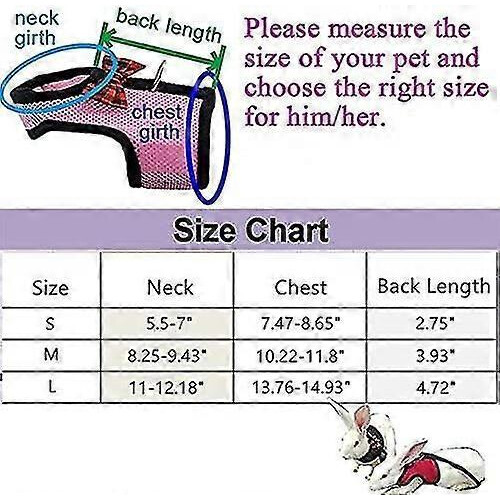 Elastic Leash Rabbit Harness for Small Pets Red Size M Bust 30-34cm 2