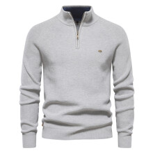 (Light Gray,S)Mens Fall Long Sleeve Knit With Solid Color Design For Urban Casual Wear