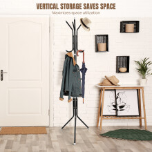 Freestanding Coat Stand, Metal Coat Tree with 12 Hooks, Coat Rack for Coats, Jackets, Hats and Bags, for Hallway, Bedroom, Office