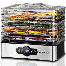 Aigostar 5 Tier Food Dehydrator, 240W Food Dryer Machine with 99 H-Timer, 35-70 Temperature Adjustable and LED Display for Drying Fruit, Meat, Vegeta