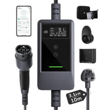 dé EV Charger 3 Pin Plug 10m with App, 3.12kW Electric Car Charger Type 2